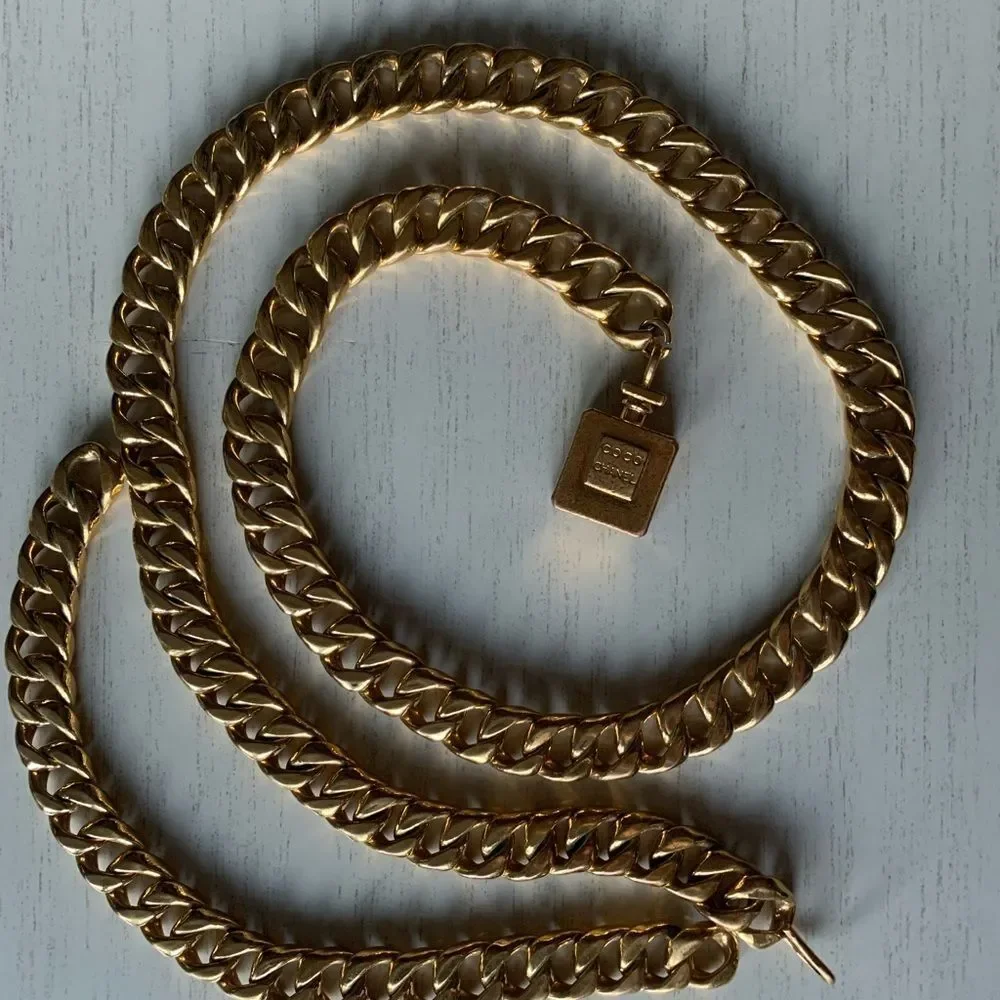 1970s Chanel Gold Toned Perfume Chain Belt Necklace Vintage Pristine condition